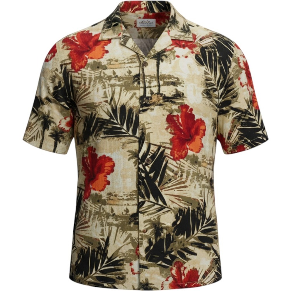 VTG Munsingwear Aloha Camp Shirt Mens M Rayon Tropical Hibiscus Hawaiian EUC